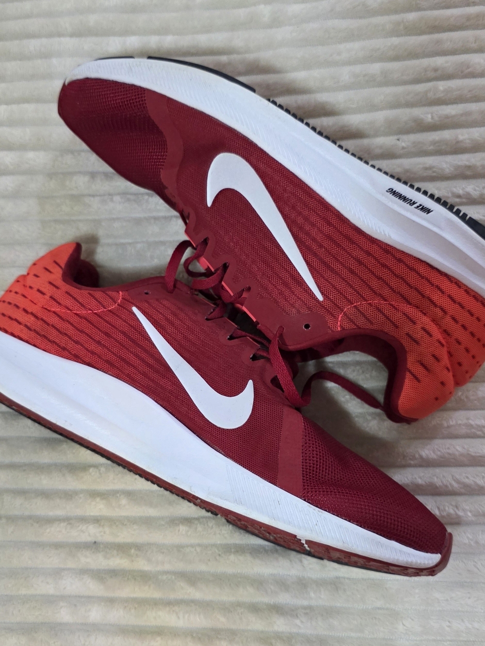Nike Men's Red Running Shoes with White Swoosh